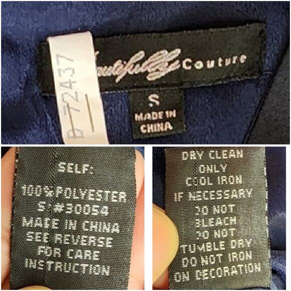 Beautifully Couture Blue Green Striped Sleeveless Lined V-Neck Dress, Small - Picture 4 of 8